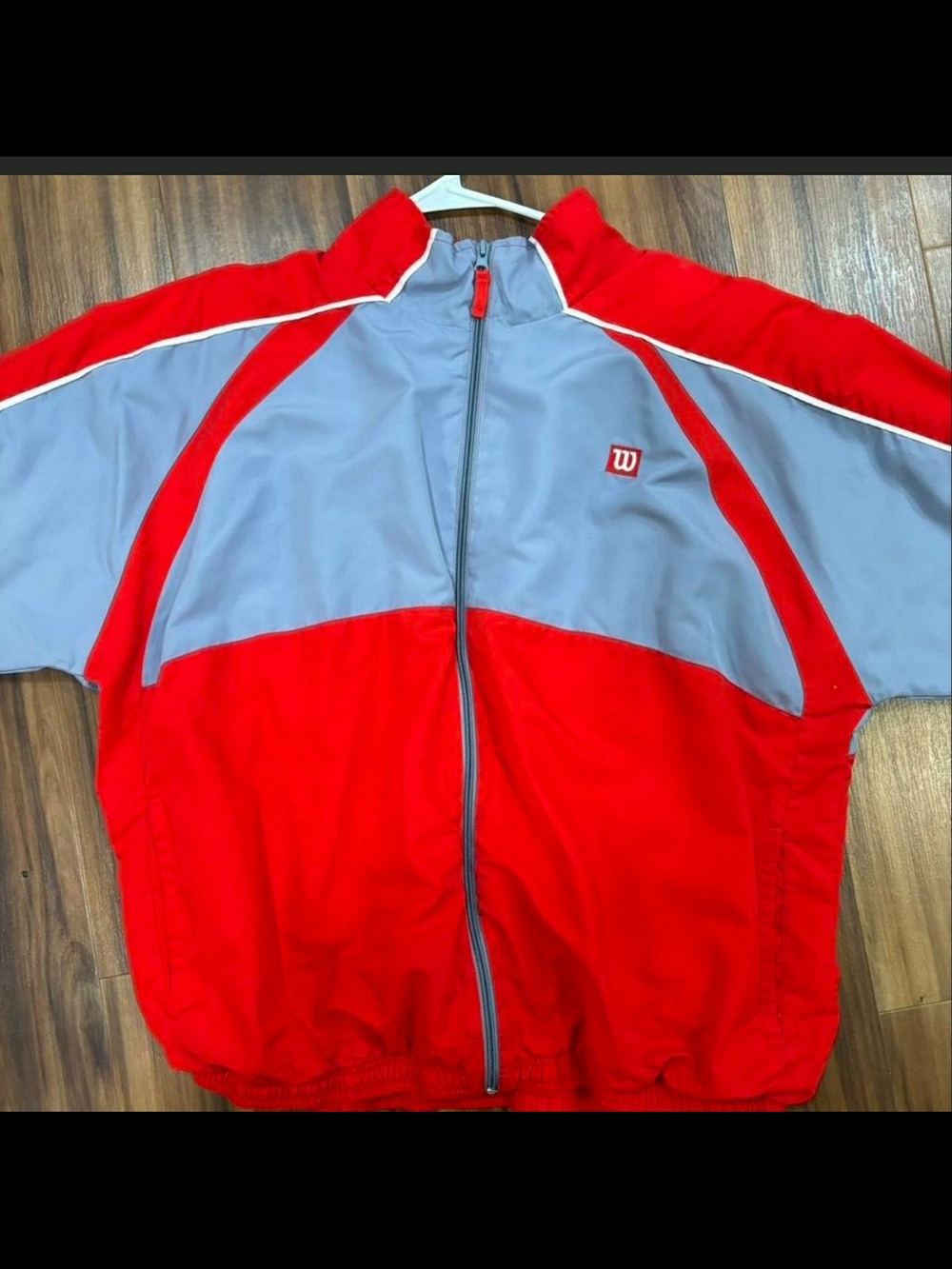 Wilson Red and Light Gray Athletic Windbreaker Jacket